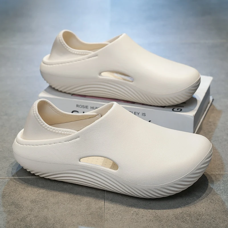 Men's Summer Thick Sole Slippers Slip On Breathable Casual Beach Clogs Lightweight Summer Sandals Flop Flips For Men Size 40-45