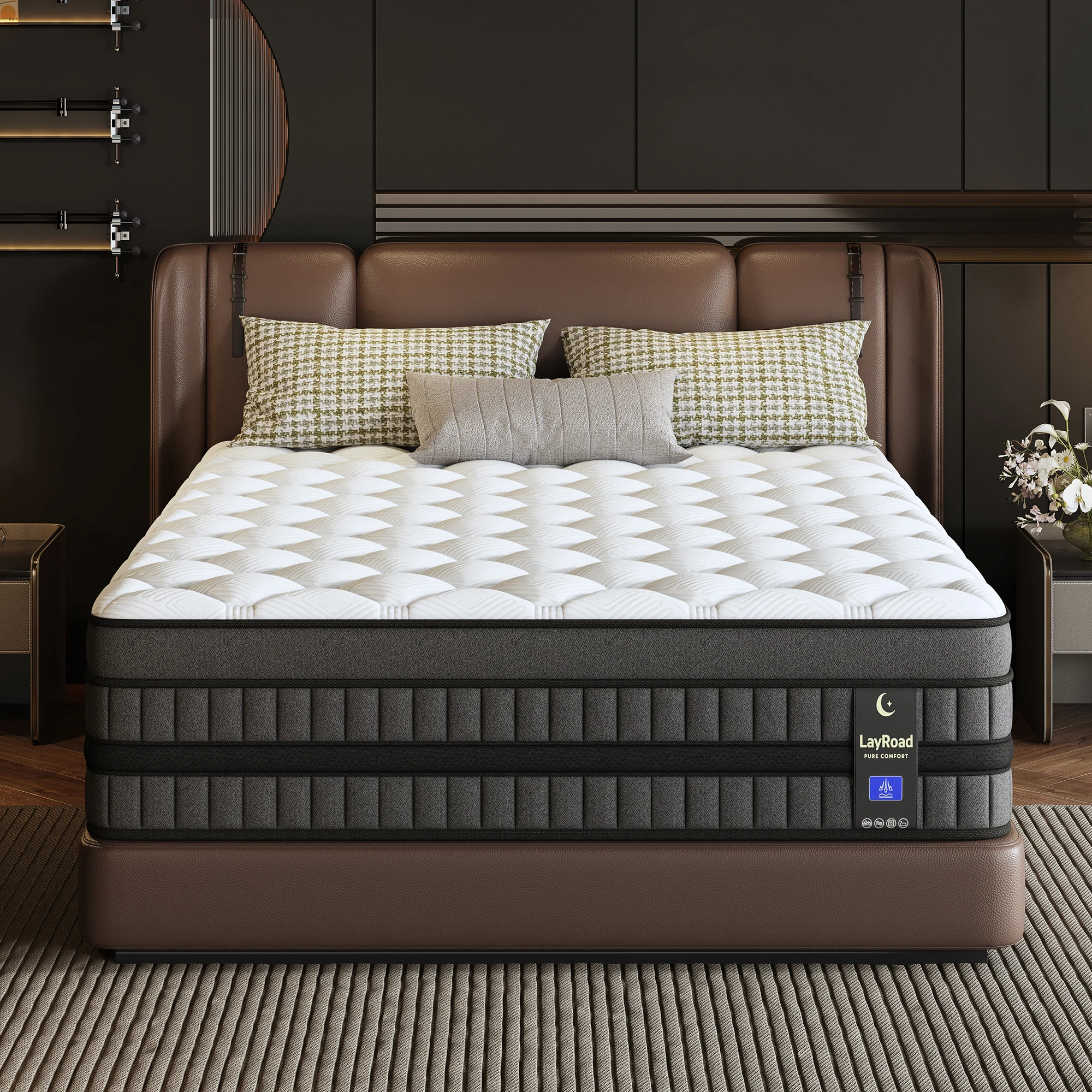 12inch Mattress in Twin, Full, Queen, And King Sizes - Ergonomically Designed, Medium Firm Hybrid Mattress, Cooling, Motion Isolation, Certipur- - for Pressure Relief And Comfort,Box-Packed for Bedrooms, Guest Rooms And Hotels