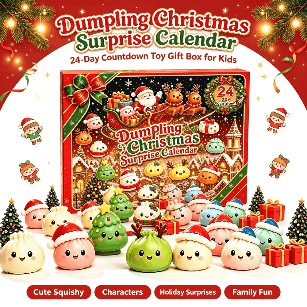 Christmas Dumpling Squishies Advent Calendar 24PCS Surprise Slow Rising Squeeze Fidget Toy Holiday Gift for Kids & Adult
