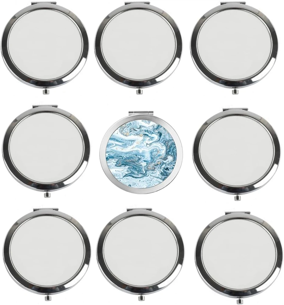 

10pieces Sublimation Pocket Makeup Mirror with 2 x 1x Magnification Sublimation Metal Compact Mirror