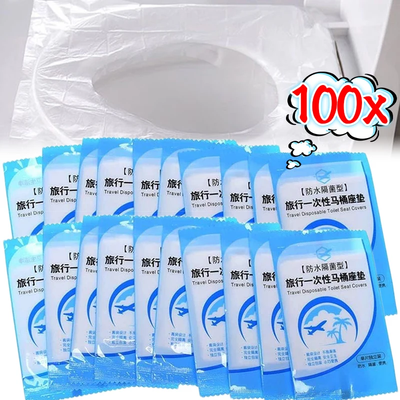 100/1pcs חד פעמיים מושב אסלה כיסוי בטיחות נייד משטח שירותים עבור נסיעות קמפינג מלון עמיד למים כרית אספקת אמבטיה