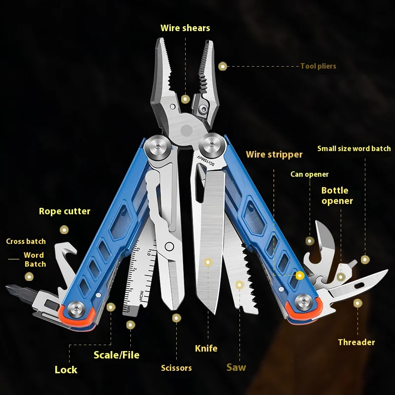 Outdoor Camping Knife Plier Multitool Multifunctional EDC Tools Folding Pliers With Scissors Screwdriver Saw Blade Multi Purpose