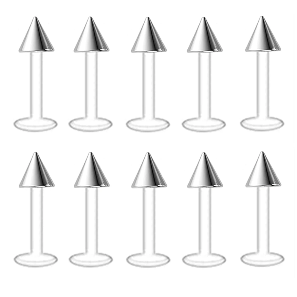 10/20/30X سيليكون شفاف 6 مللي متر-12 مللي متر بار Labret مونرو الشفاه مسمار الصلب 3 مللي متر الكرة مخروط الأذن الأنف الدائري ثقب 16 جرام