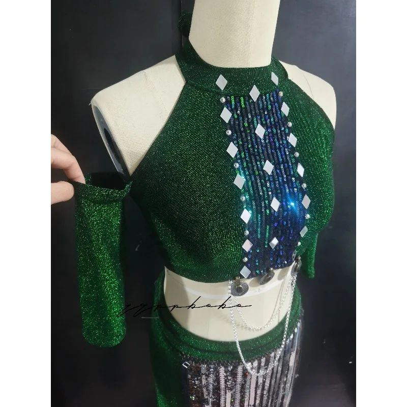 Traje de dança do ventre personalizado, traje de desempenho de fusão tribal, saia dupla, cinto, borla, cachecol de quadril