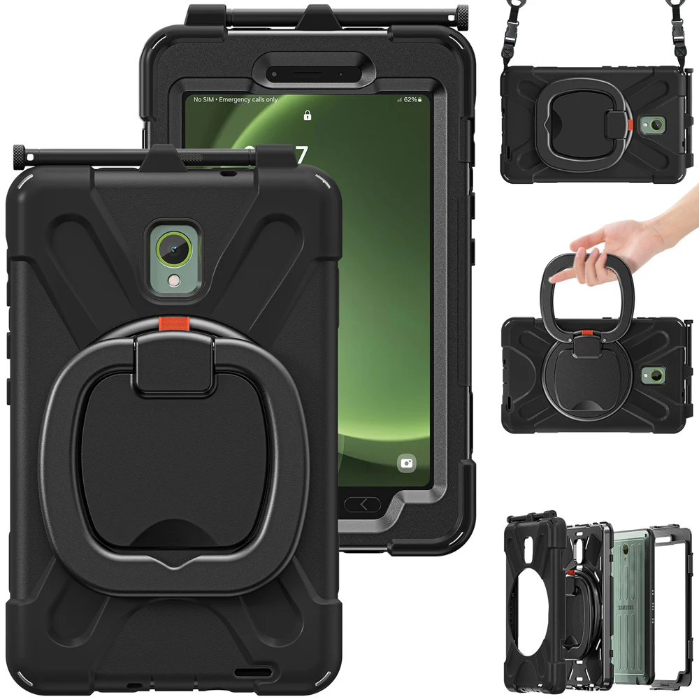 

Портативные чехлы для планшетов для Samsung Galaxy Tab Active 5 Active5 Case 2024 8,0 дюйма X306 X306B, вращающаяся подставка для ПК, силиконовый корпус
