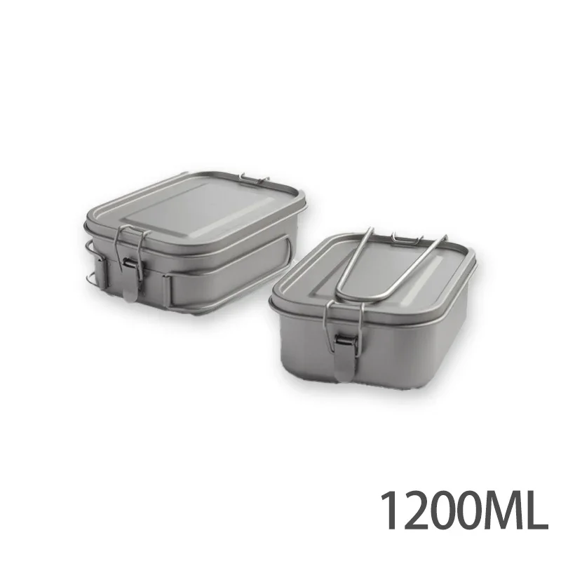 

1200ml Titanium Alloy Portable Lunch Box Square Leak Proof Tableware Food Storage Container Outdoor Camping Health Lunch Box