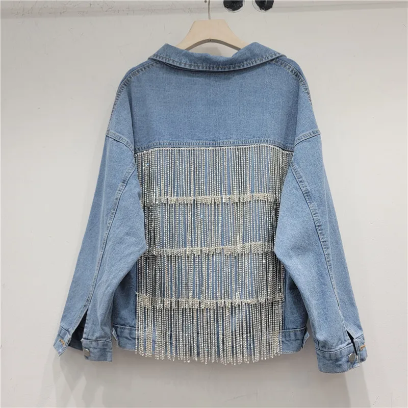 

SuperAen Heavy Industry Tassel Denim Jacket Women's 2024 Spring and Autumn New Loose Casual Denim Jacket