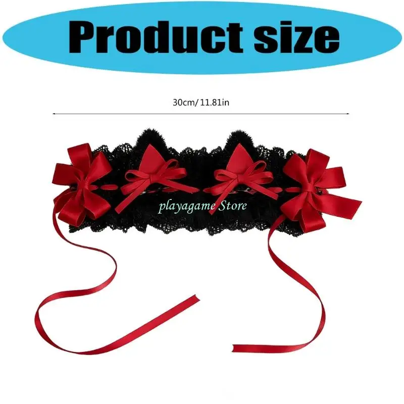 Y88A ผู้หญิงอะนิเมะแถบคาดศีรษะลูกไม้สีดำแม่บ้าน Hairband อุปกรณ์เสริมผมสาว Gothic Headdress สำหรับคอสเพลย์ปาร์ตี้