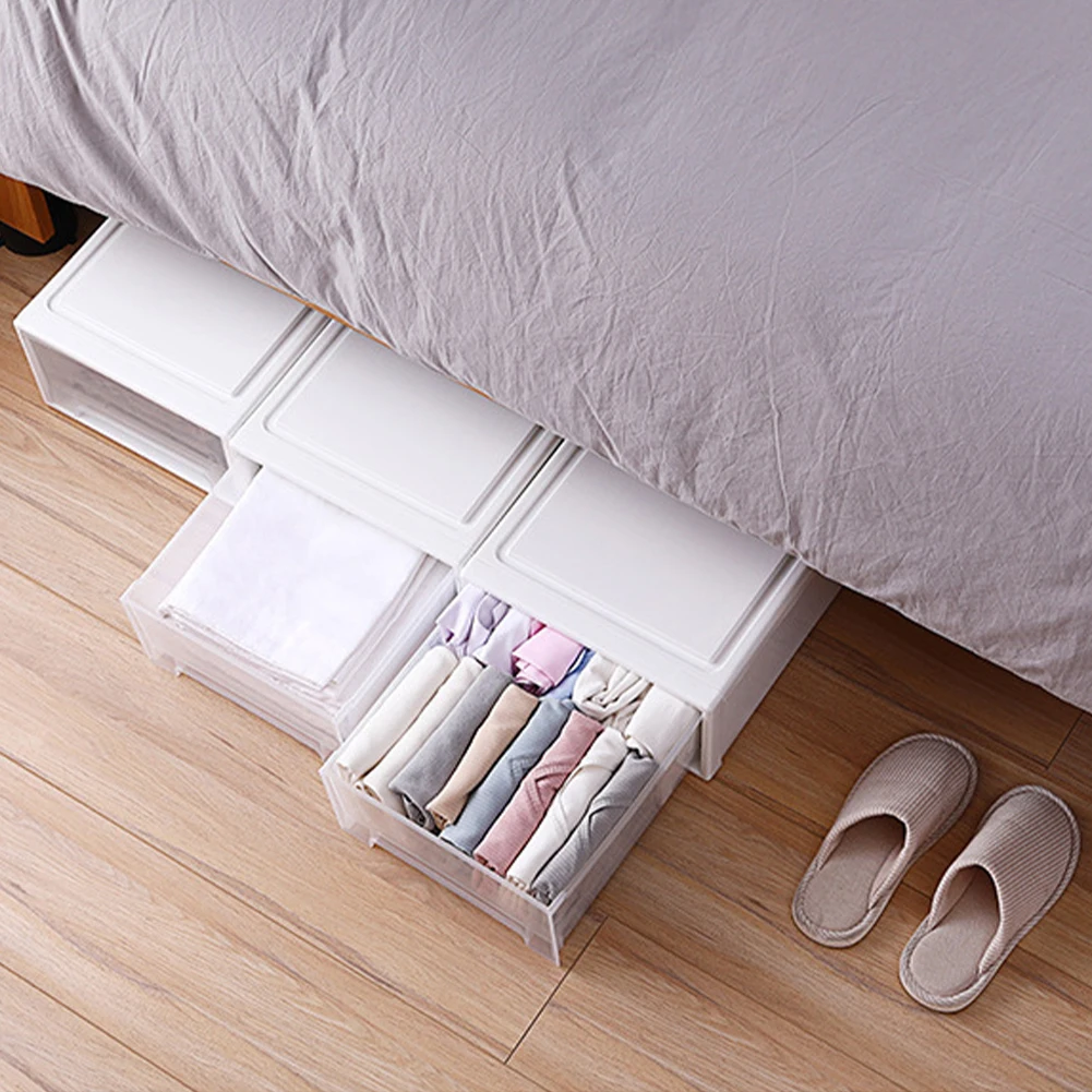 Clear Drawers Stackable, Desk Storage Drawer With Internal Buckle, Smooth Edges, 3 Sizes  Bathroom Storage Organizer For Bedroom