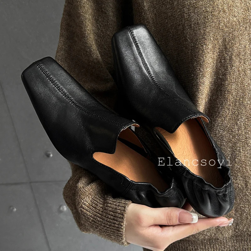 Wiosna Jesień Square Toe High Heel Pumps Women Pleated Design Soft Genuine Leather Single Shoes Ladies Sexy Party Banquet Shoes