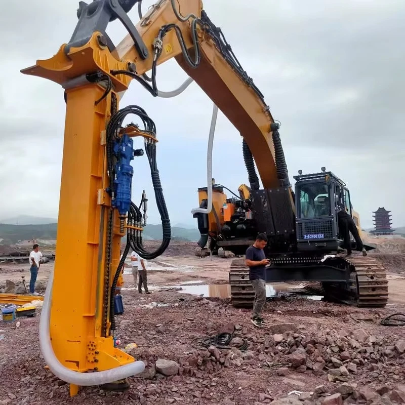Hydraulic Rock Drilling Splitting Integrated Rig, Silent Static Rock Cracking Equipment for Boulder Breaking