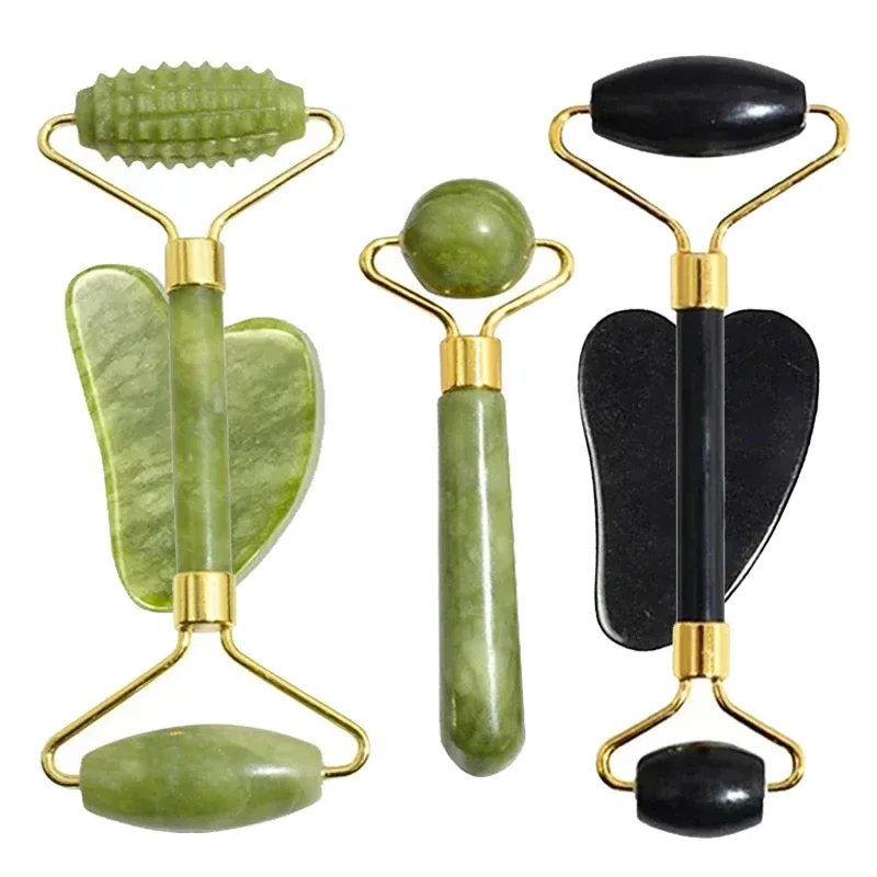 Natural Jade Roller Face Gua Sha Natural Stone Body Neck Massager Acupoint Eye Care Spa Massage Tools Massage Visage Lifting