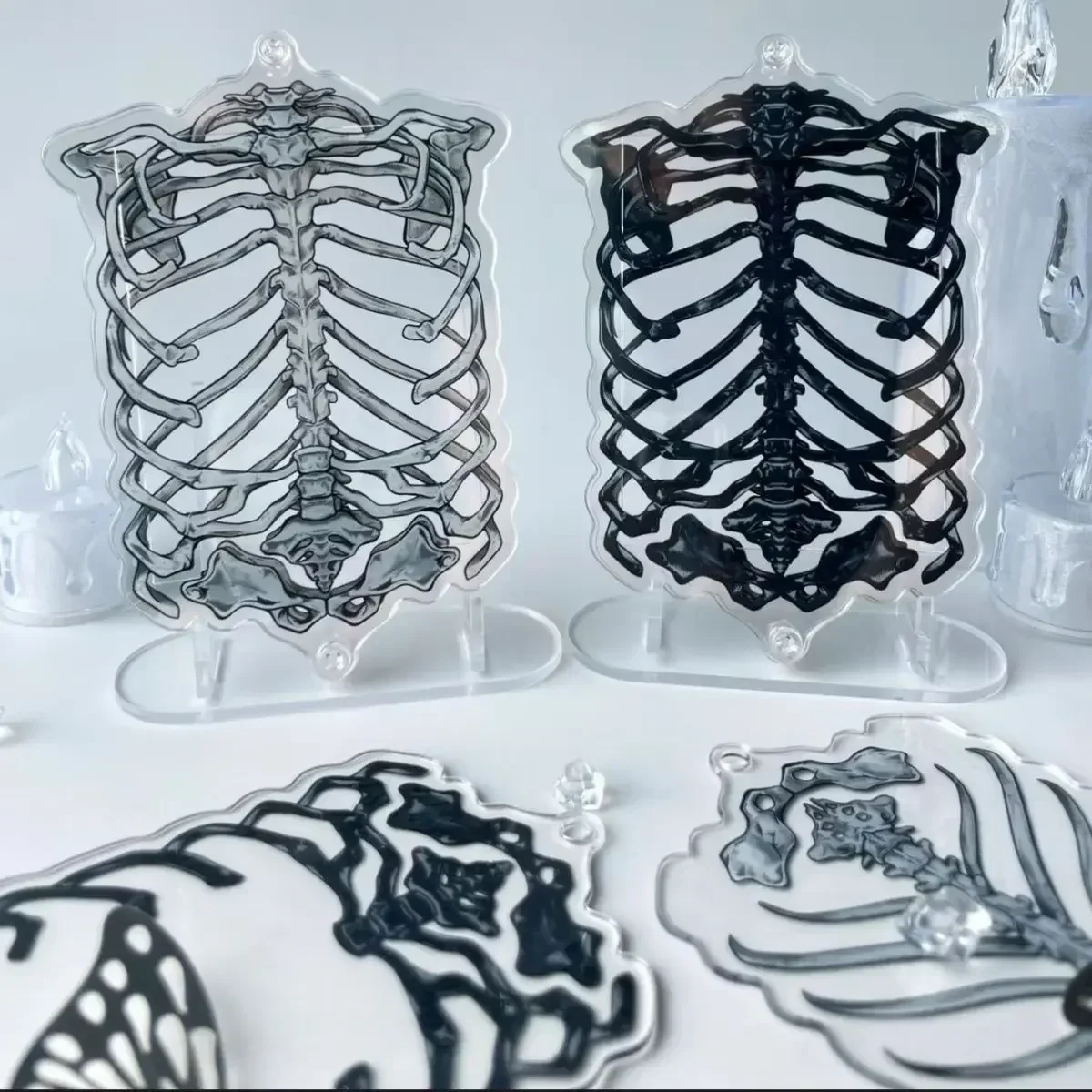 3 بوصة 5.5x8.5 سنتيمتر إطار صور صغير القوطية بطاقة Gumei إطار عرض أكريليك هيكل جمجمة إطار صور يمكن أن يستوعب حجم الصورة #2