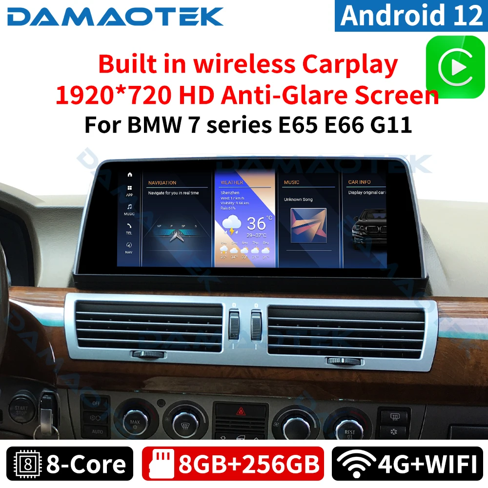 

DamaoTek 10.25" Autoradio Android 12.0 Car Multimedia Radio Player For BMW 7 Series E65 E66 2004 - 2009 Carplay Auto RDS WIFI 4G