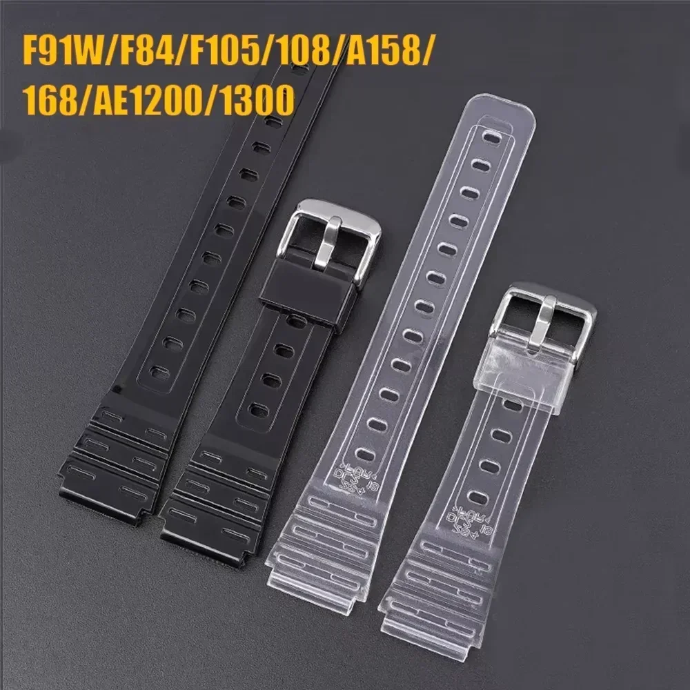 CxdWatch حزام ل كاسيو F91W F-84 F-105/108 A-158/168 AE-1200/1300 شفافة ملونة سيليكون سوار الفرقة اكسسوارات 18 مللي متر #6