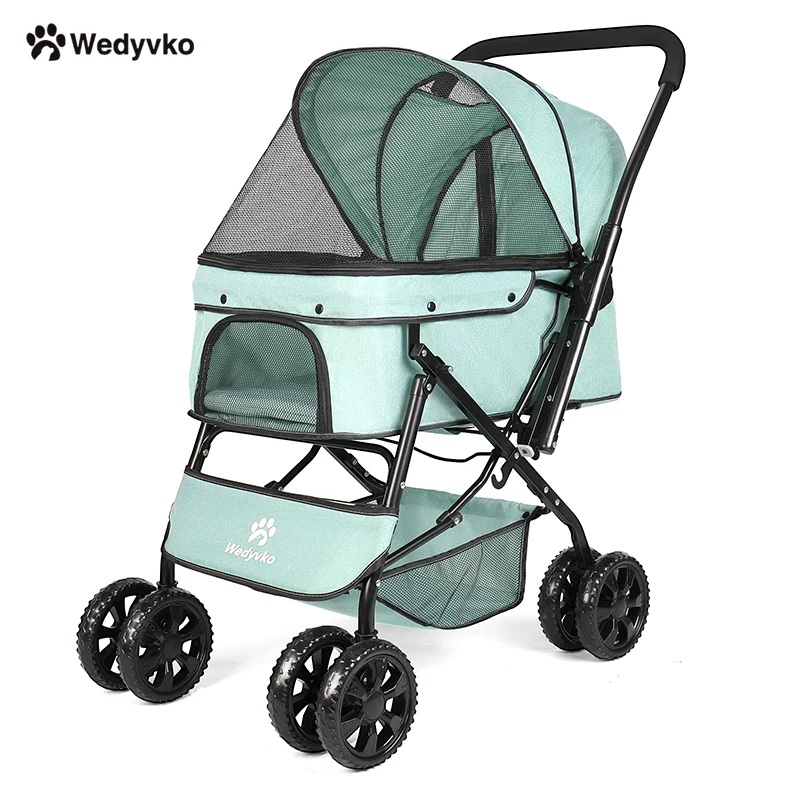 

4 Wheel Pet Stroller Lightweight Foldable Portable Compact Pet Gear Puppy Travel Suitable for Small Dogs and Cats 애완견 유모차