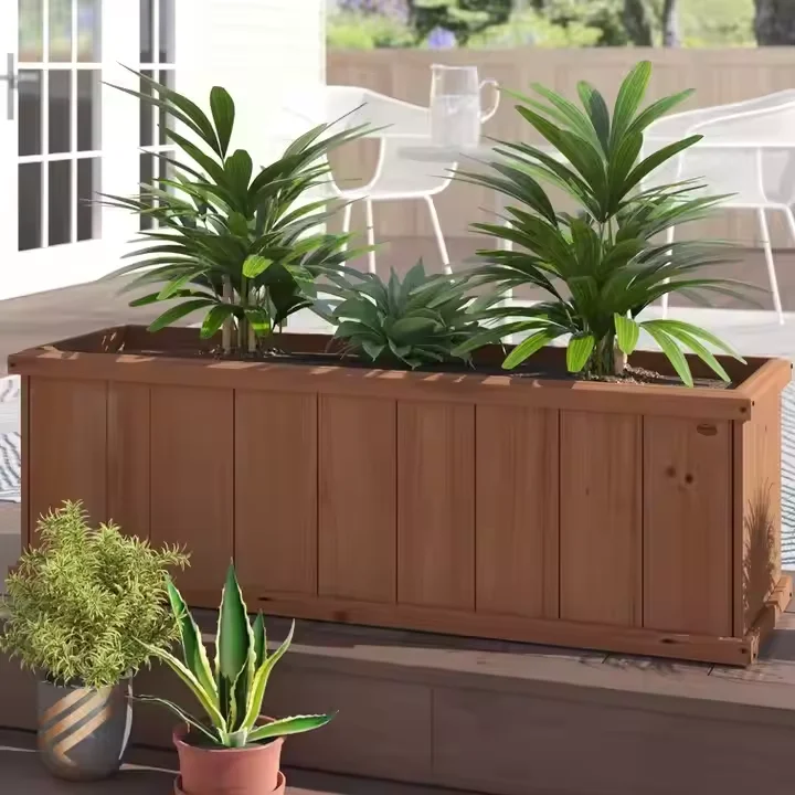 Planter Composite Modern Raised Garden Bed Antifungal Coated Plastic Wooden Flower Box For Flowers Vegetables