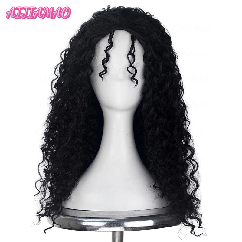 Mulheres Encaracolado Afro Preto Peruca Sintética Mãe Gothel Halloween Cosplay Perucas Cheias de Resistência Ao Calor Do Partido Traje Perucas