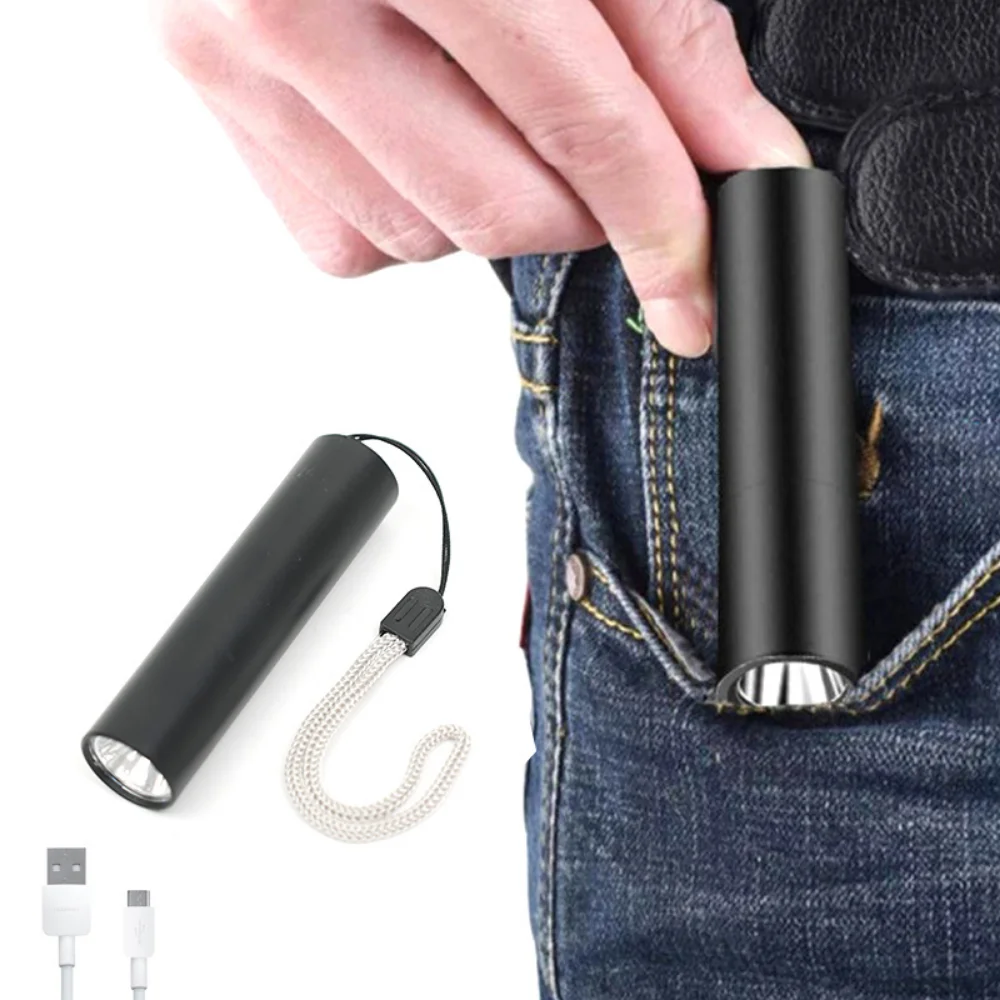 USB Rechargeable Portable Flashlight Power Bank Flashlight Dual Use Long-range Led Torch T6 Highlight Wick Large Capacity