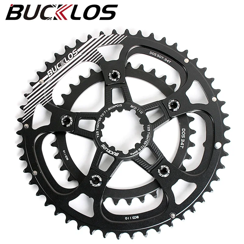 

BUCKLOS 110BCD Road Bike Chainring with GXP Converter 50-34T 52-36T 53-39T 5 Bolts Bicycle Chainring Aluminum Bike Part for SRAM