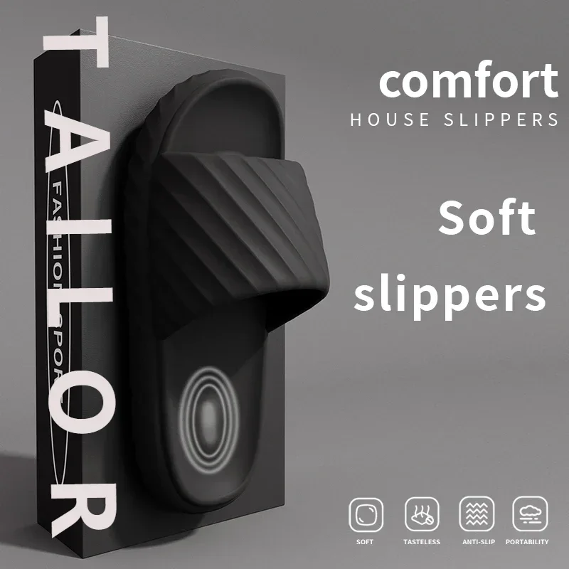 

Толстые домашние мужские тапочки на платформе для ванной комнаты, тапочки-облака, уличные сандалии из ЭВА на мягкой подошве, нескользящие шлепанцы, женские тапочки