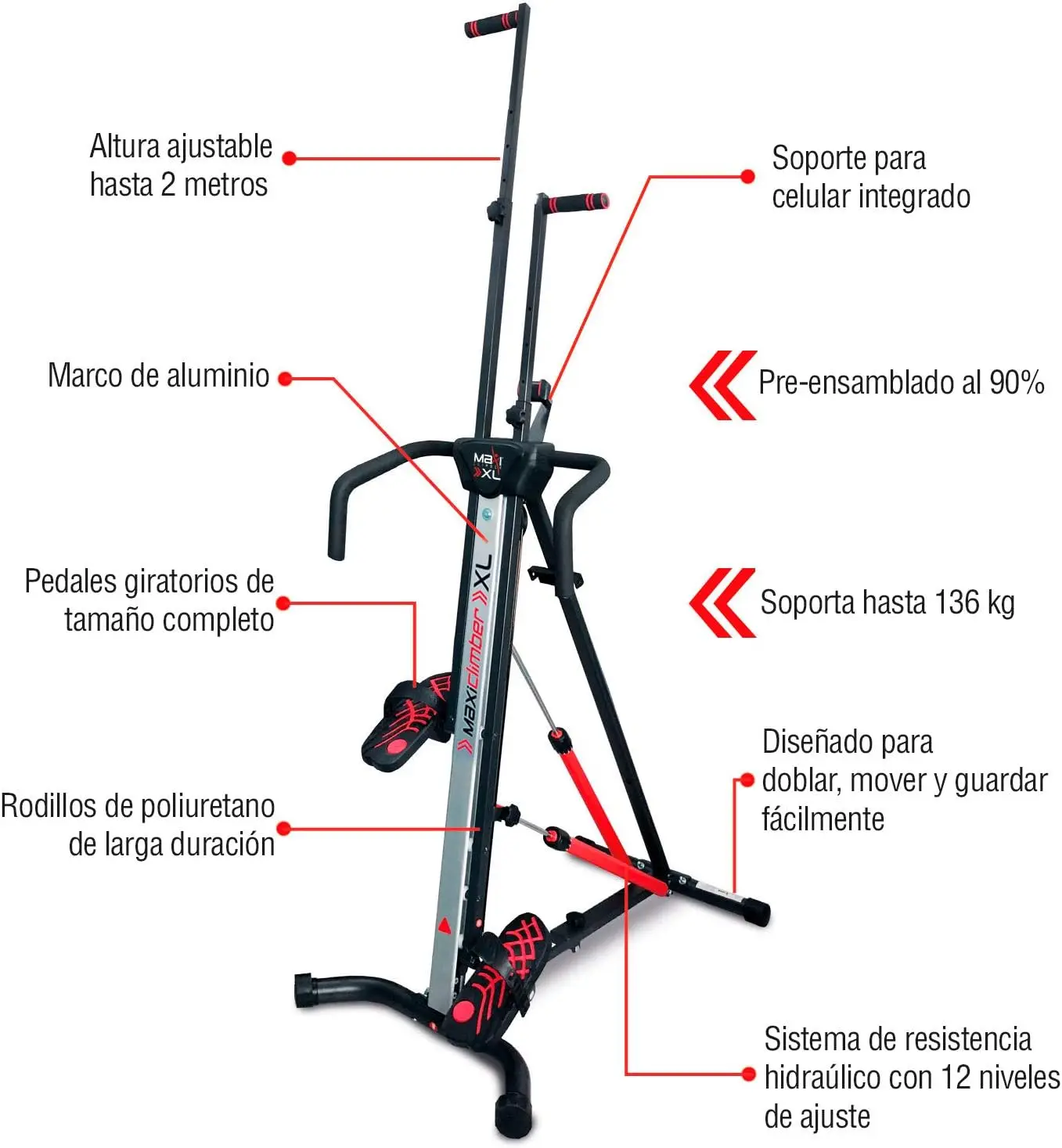 XL Vertical Climbers - The Original Compact, Mountain Climber, Stair Stepper Exercise Machines - XL-2000 HRS (Hydraulic Resistan