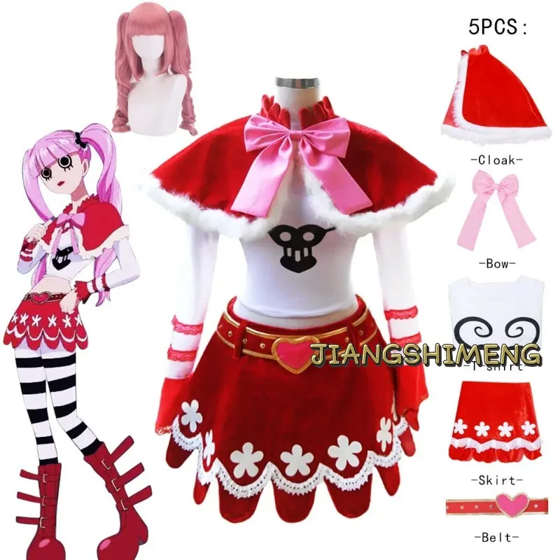 

Anime Perona Cosplay Costume Wig Soul Fruit Princess Sexy Woman Shawl Skirt Halloween Red Christmas Clothes Uniform Suit