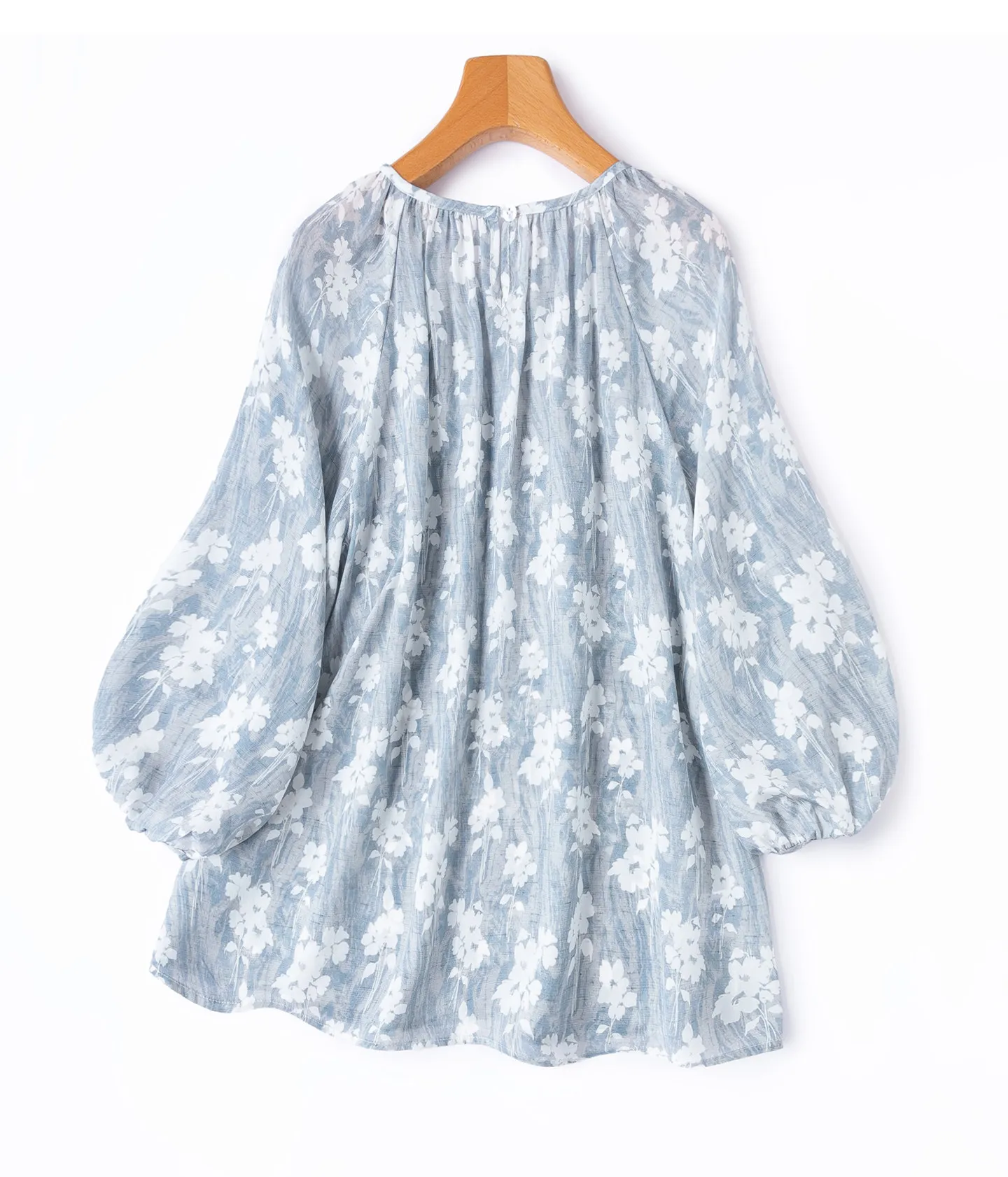 BirdTree-100%Real Silk Double Crepe Elegant T-Shirt, Lantern Sleeve Print, Women Vacation Thin Loose Top, 2026 Summer T66530CC