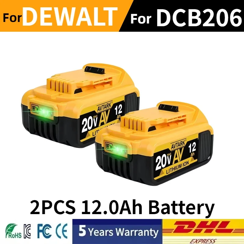 

For DCB200 20V Battery Compatible for dewalt power Tools⚡18V rechargeable electric tool Lithium batteries 20Vwith Charger