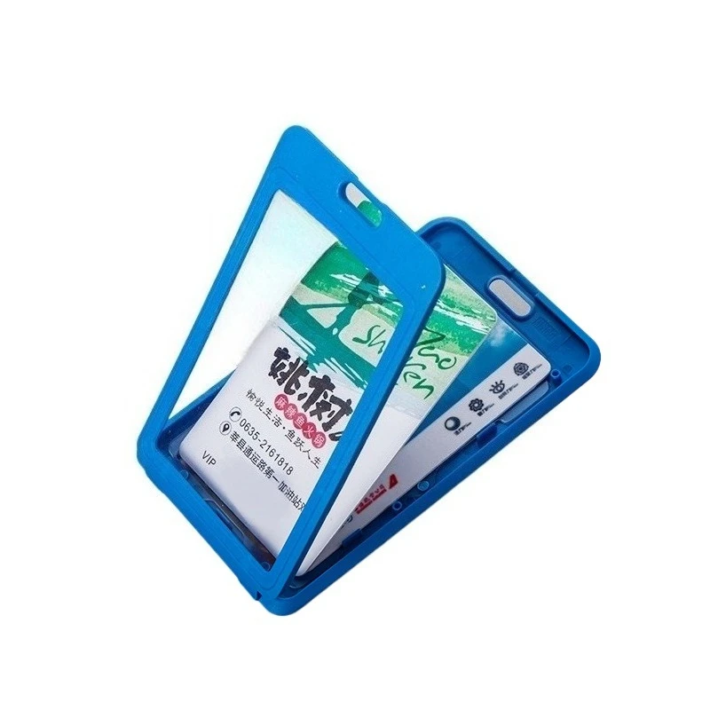 Plastic Double-sided Transparent Name Tag ID Card Holder Business Credit Card Protector Badge Holder Working Permit Case