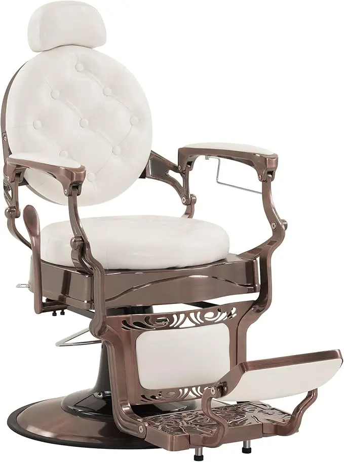 Factory Wholesale White Comfortable Styling Salon Furniture Contemporary Barber Chair PU Leather Heavy Duty Barber Shop