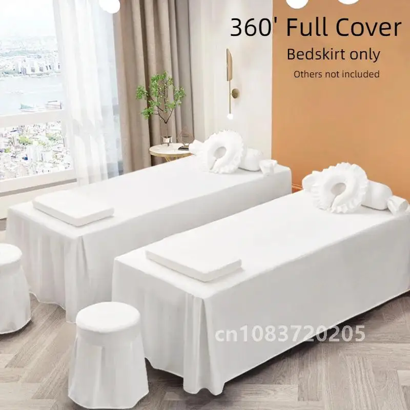 

Solid Bedskirt for Beauty Salon 1pcs Massage Spa Table Bedcover Bedspread Anti-slip Skin-Friendly Bed Cover Sabanas with Hole