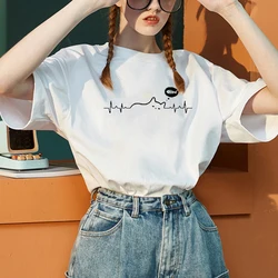 Cute Cartoon Cat Print Women Tshirts Casual Loose 3XL Big Size Short Sleeved Tees Funny Printed Streetwear Woman Clothing