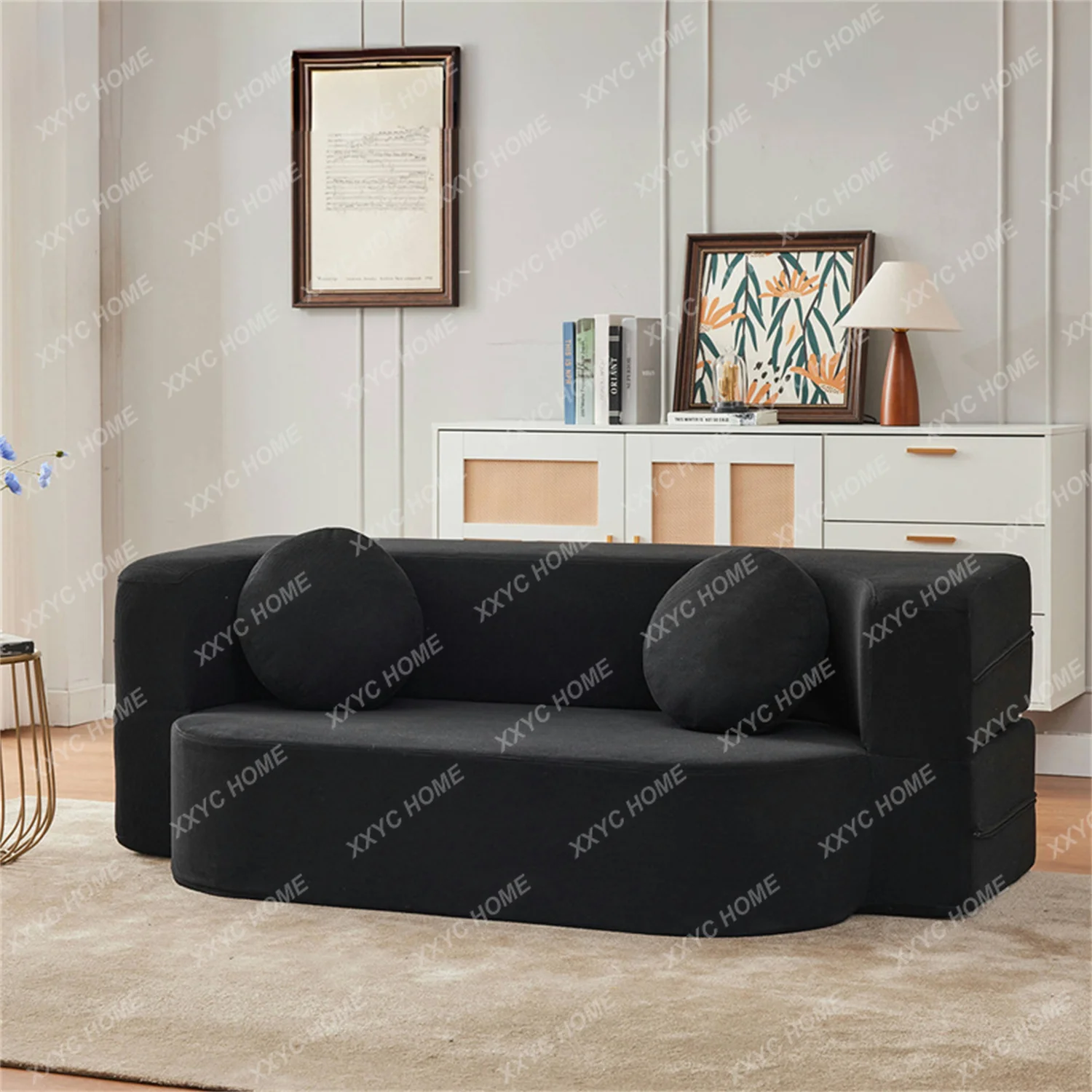 HHMedieval Modular Fabric Sofa Living Room Small Unit Retro Vacuum Compression Folding Disassembly And Washing