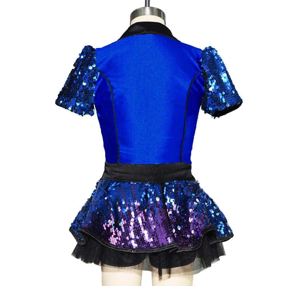 Jazz Dance Costume Customized Dance Competition Wear Dress for Girls kid blue Stage competition Performance Dance Wear