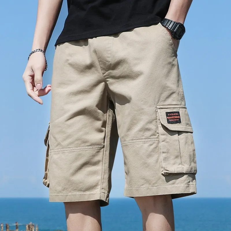 

Summer Pure Cotton Casual Cargo Shorts for Men Loose Fit Large Size Five-Point Workwear Pants Man Multi-pockets Leisure Shorts