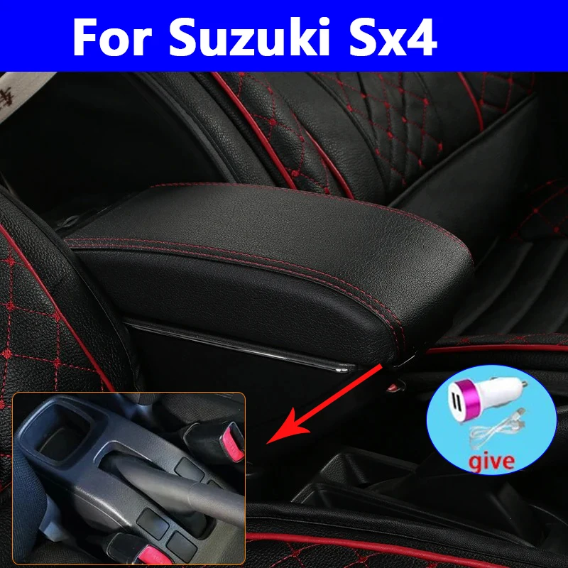 

Для SUZUKI SX4 подлокотник, внутренние детали, автомобильный подлокотник, детали для модернизации, ящик для хранения, автомобильные аксессуары, детали интерьера с 7 USB