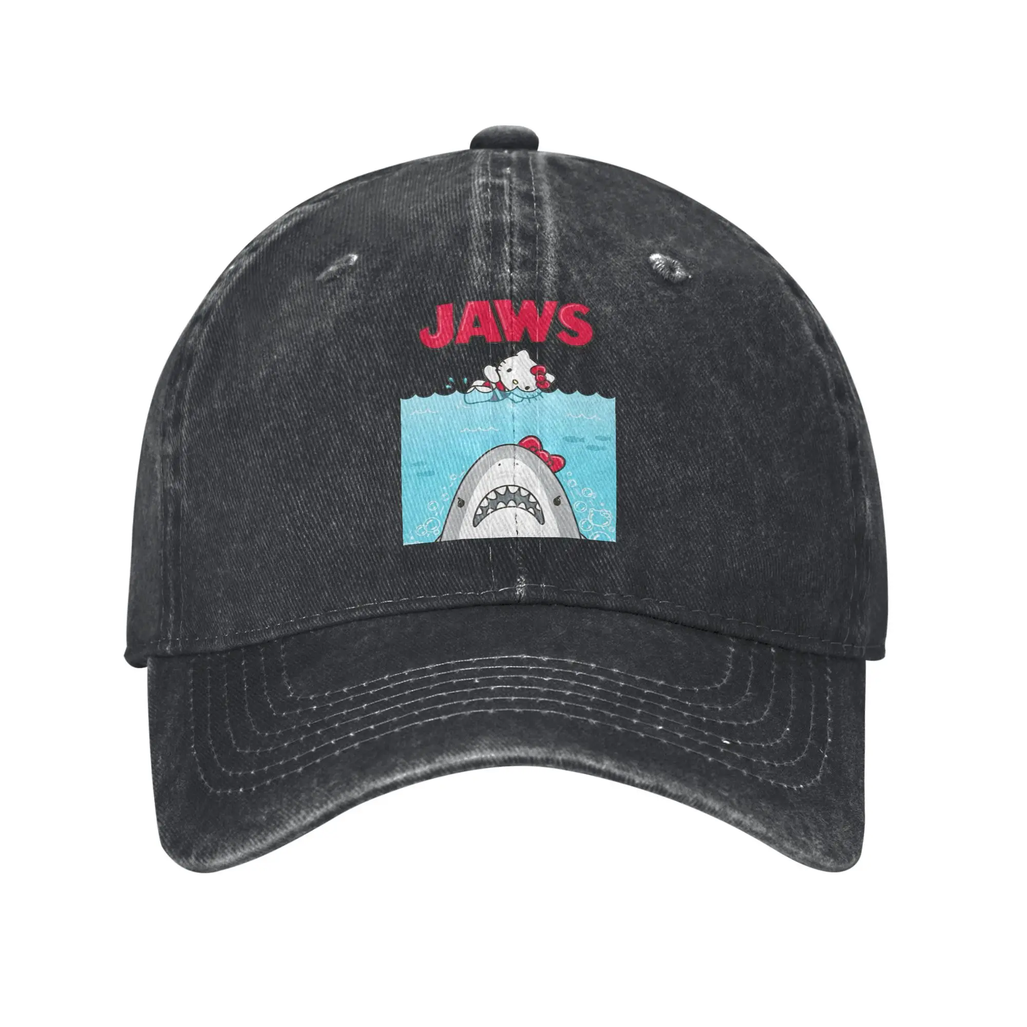 

Hello Kitty Jaws милые бейсболки с героями мультфильмов, винтажная джинсовая кепка Snapback для мужчин и женщин, регулируемые шапки для бега, гольфа на открытом воздухе, кепка