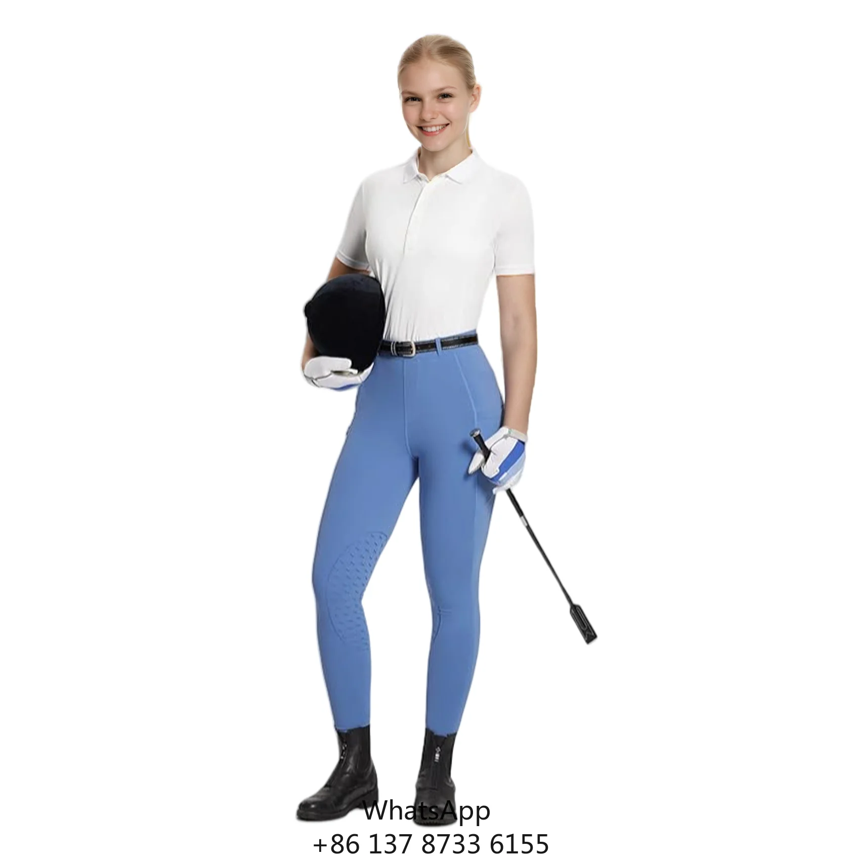 

High Waist Jodhpurs Equestrian Sports Durable Breathable Spandex Winter Leggings Silicone Grip Knee Patch Breeches