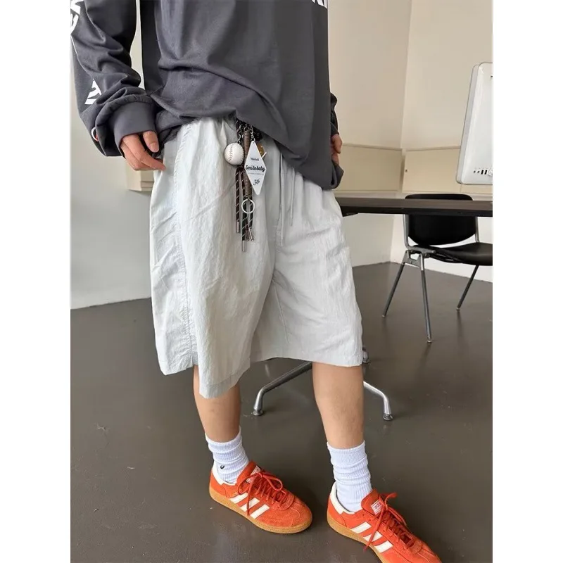 2026 Unisex American Retro Thin Quick Dry Casual Shorts Straight Loose Breathable Wide Leg 5 Inch Summer Wear Short Trousers