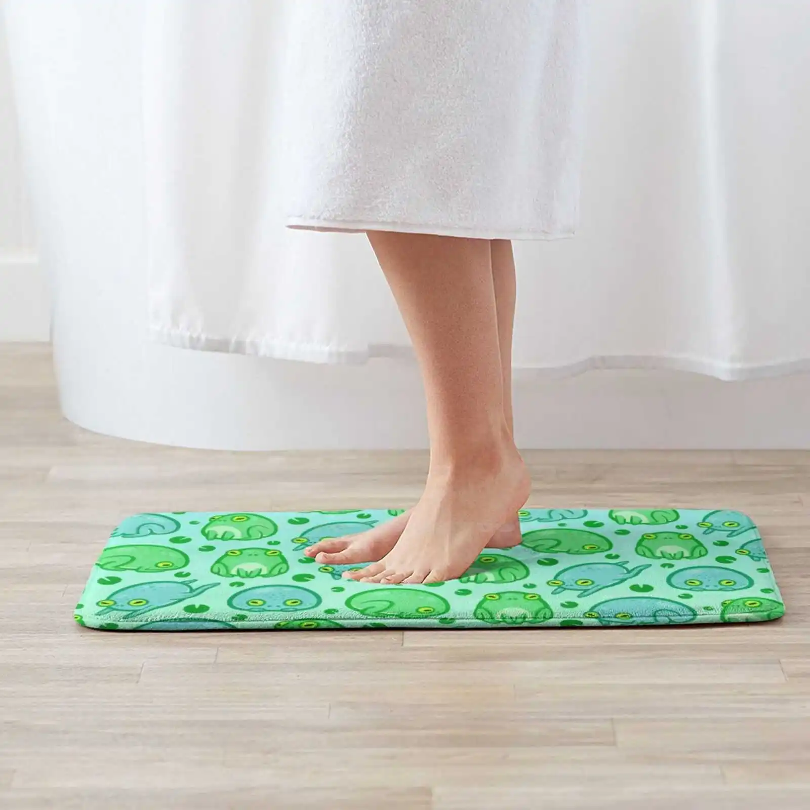 Friendly Frogs 3D Soft Non-Slip Mat Rug Carpet Foot Pad Frogs Animals Patterns Cute Amphibious Amphibians Lily Pads Green Tree