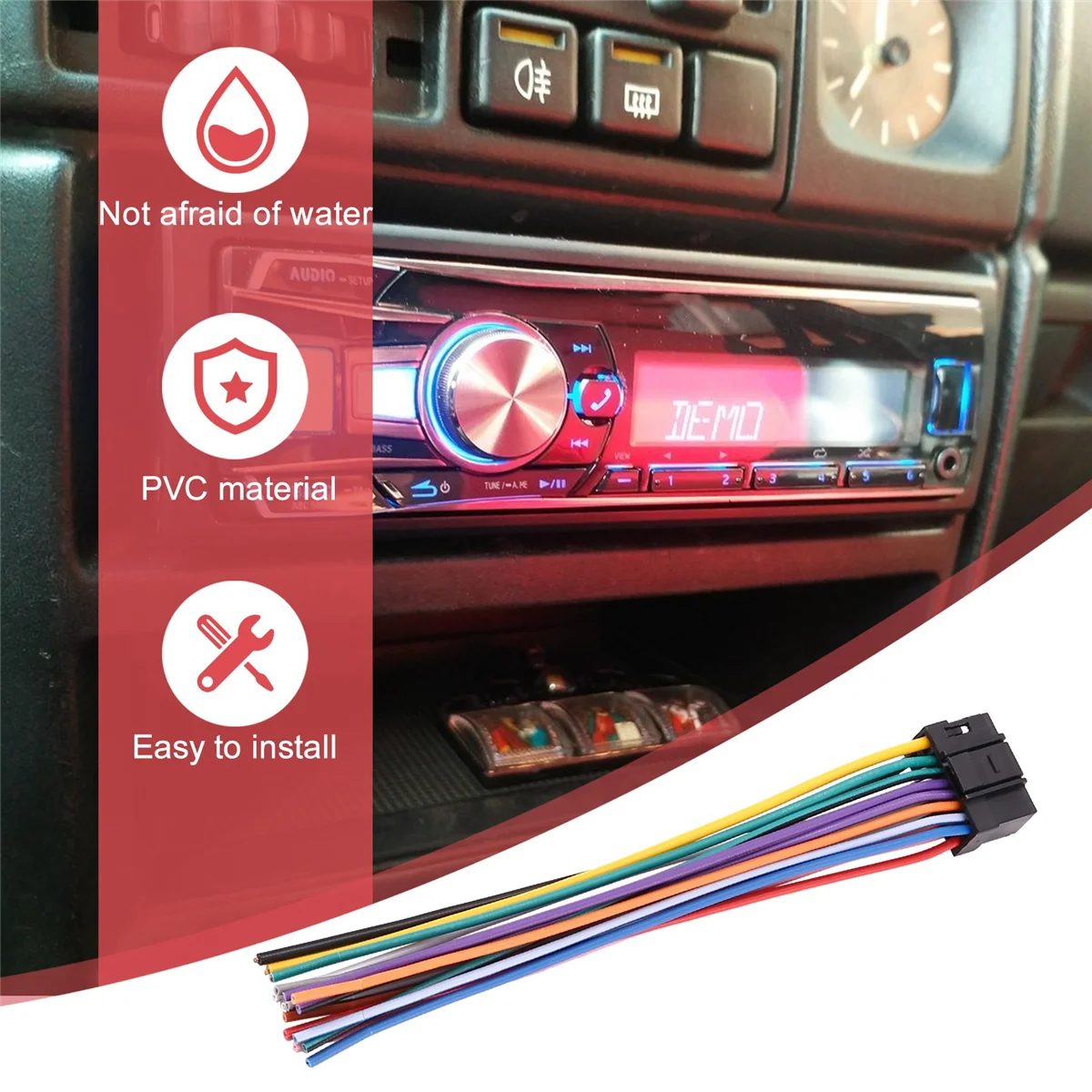 #74E Automotive Parts & Accessories,Car Cd Radio Audio Stereo Harness Connector Wire Adapter Plug Cable,Black