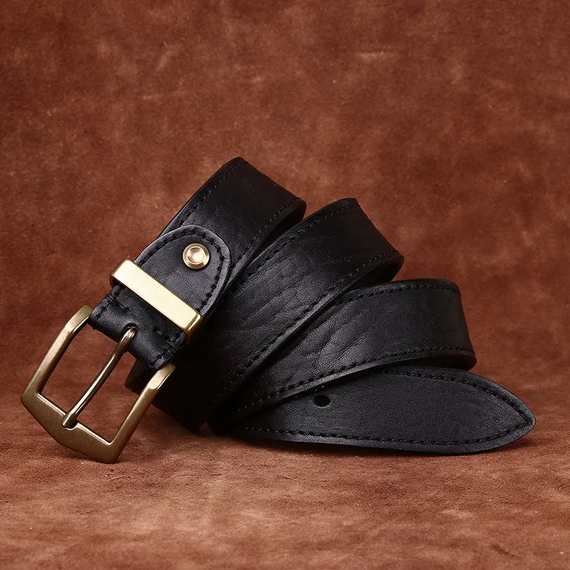 남성용 양각 패턴이 있는 클래식 아프리카 버팔로 가죽 벨트