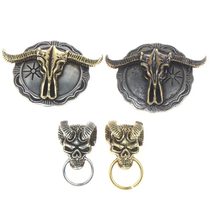 Totenkopf-Design Kupfer-Schraubverschluss Concho im Vintage-Stil Lederhandwerkszubehör für Western-Stiefel, Gürteldekoration und DIY-Projekte – Detail 6
