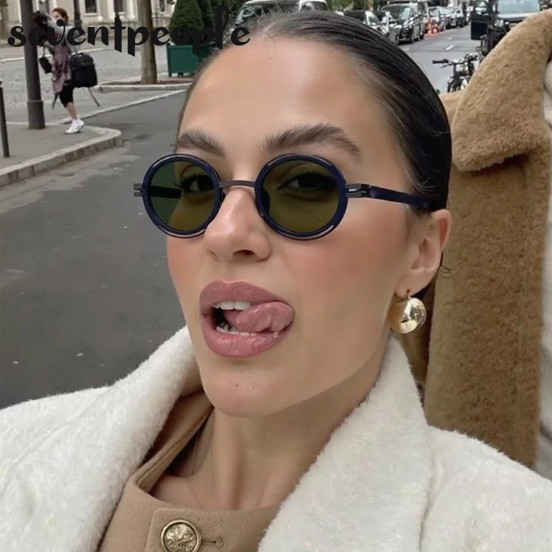 Lunettes de soleil rondes polarisées à petite monture pour femmes, marque de luxe, tendance, creuses en métal, Steampunk, nuances ovales pour dames, 2025