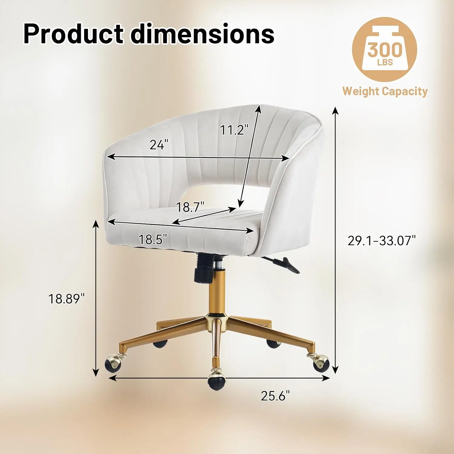 Velvet Swivel Vanity Chair with Back, Criss Cross Design, Gold Base & Wheels for Home Office Bedroom Study, Customized