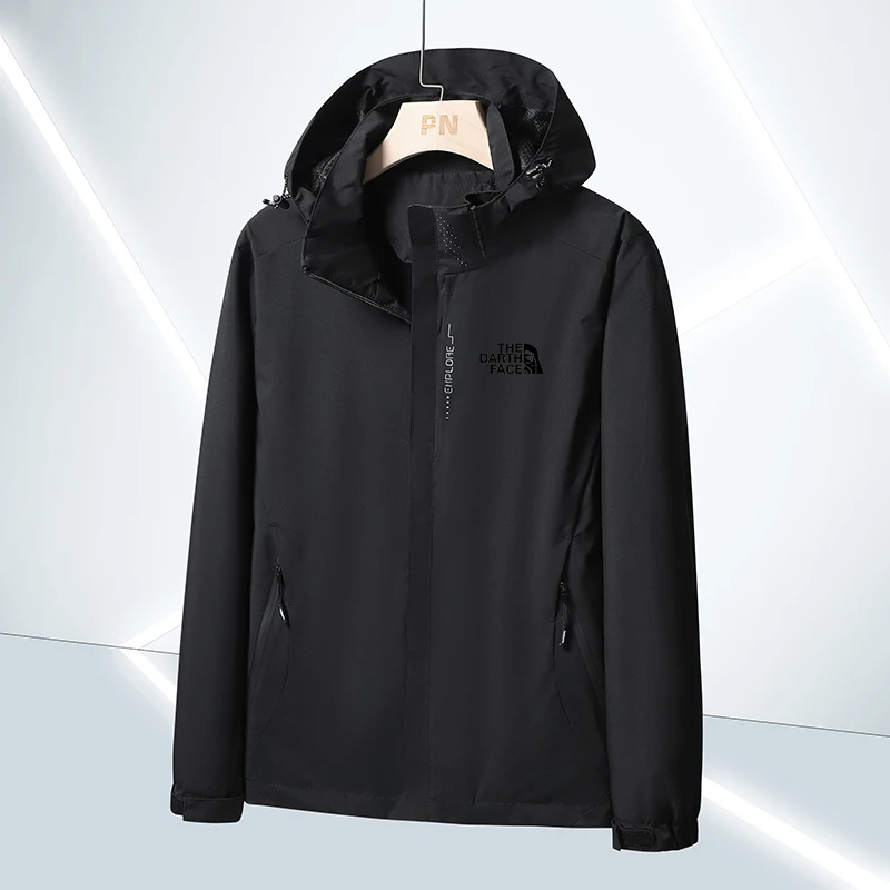 Chaqueta a prueba de viento para exteriores para hombre, cortavientos con capucha y cremallera, abrigo cálido impermeable para montañismo y bicicleta, primavera y otoño