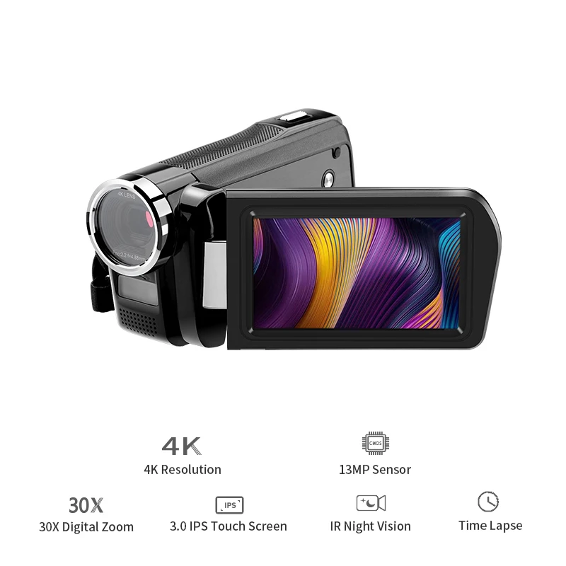 4K Vlog Cameras for YouTube Videos, Ordro AC2 1080P 60FPS IR Night Vision Digital Camcorders Filmadora for Blogger Photography