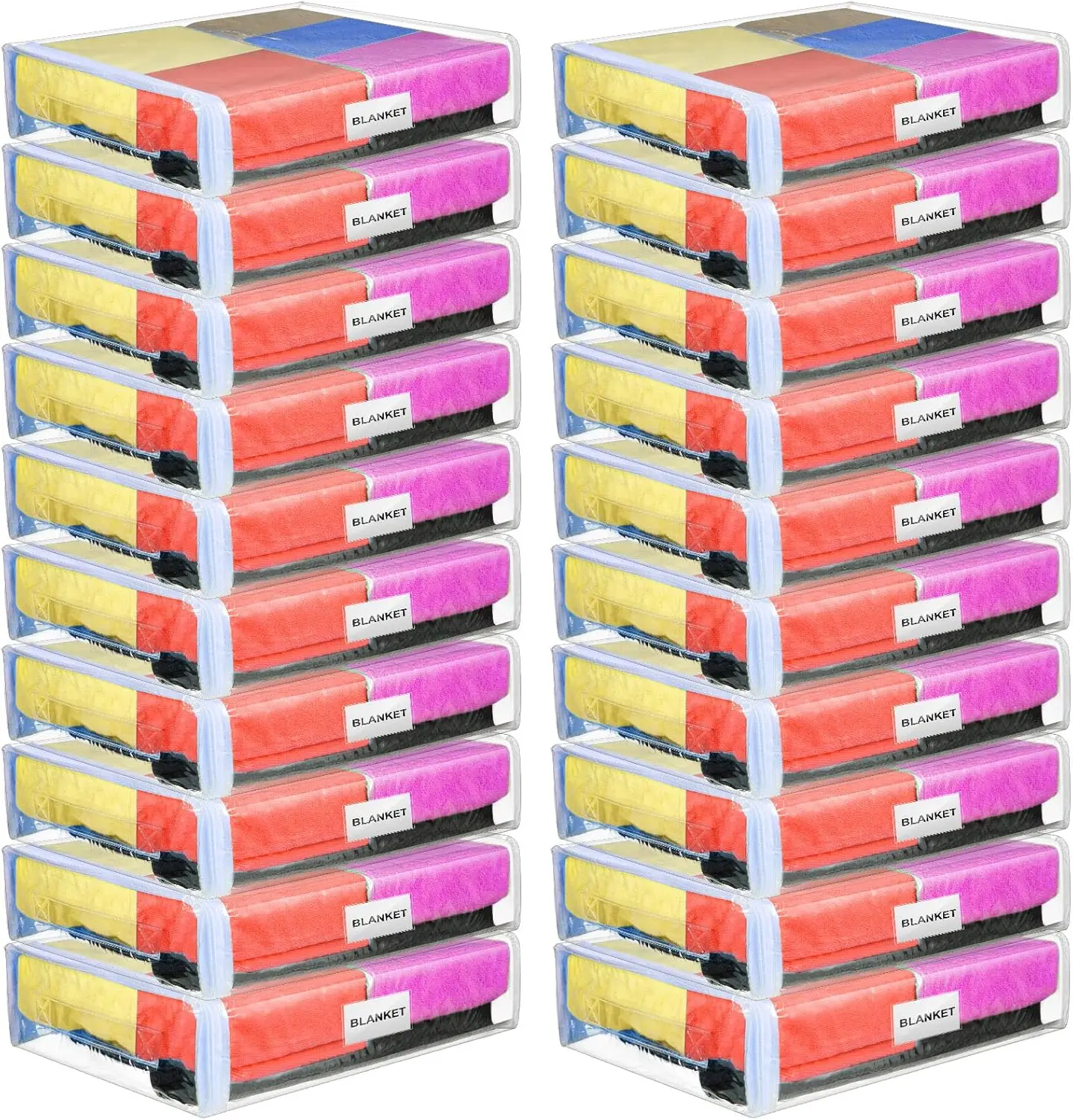 

Набор из 20 прозрачных сумок на молнии для хранения одеял, подушек, игрушек — белый, 11x15x4 дюйма