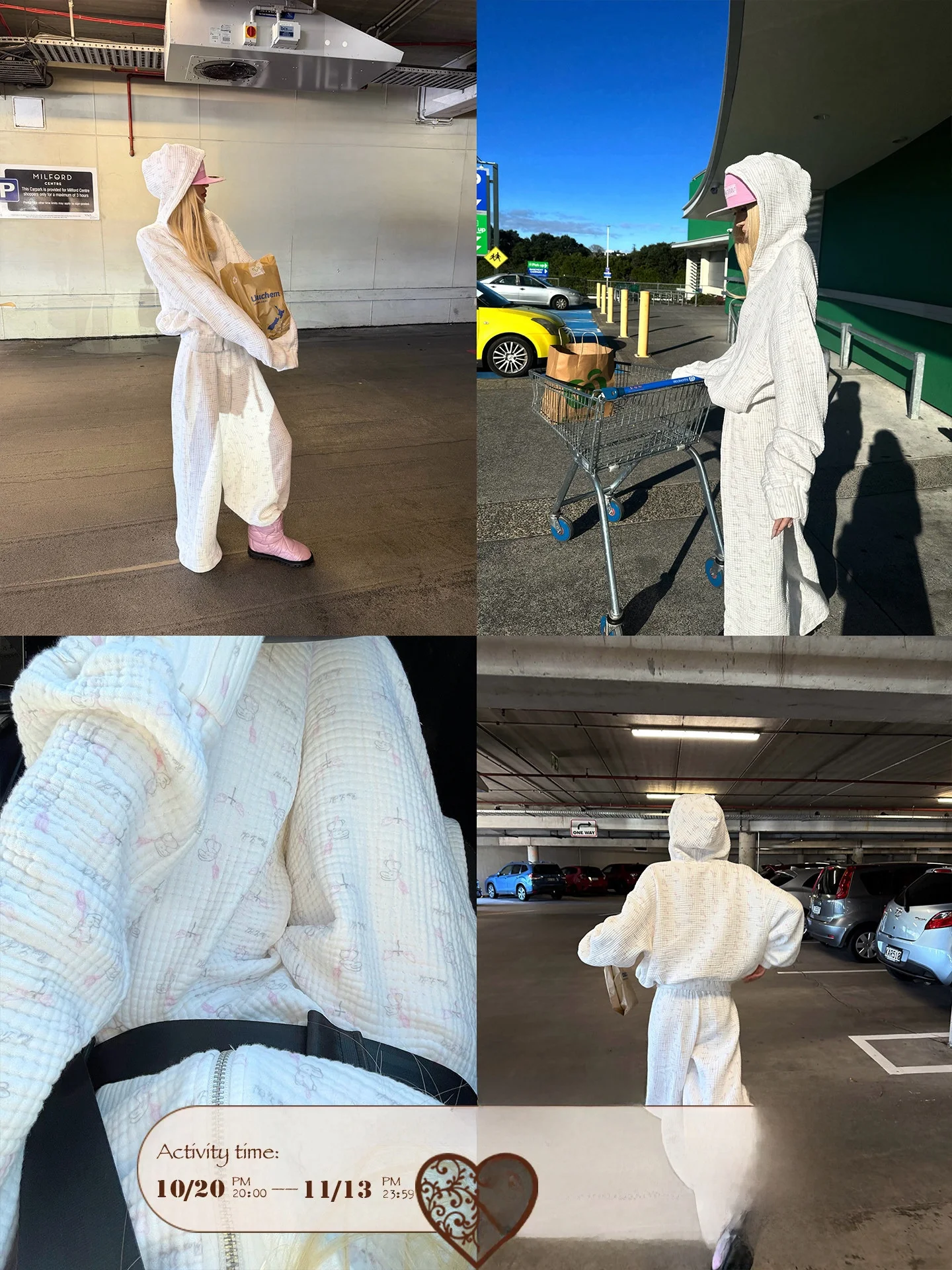 Cloud Suit Baby Six Layer Double Gauze Skin-friendly Lazy Print Hoodie Set Loose Fit Cotton Long Sleeve Zipper Closure Women'...